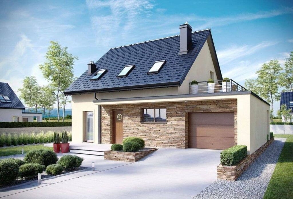 Проект дома с гаражом - фото Фото проекта со встроенным гаражом