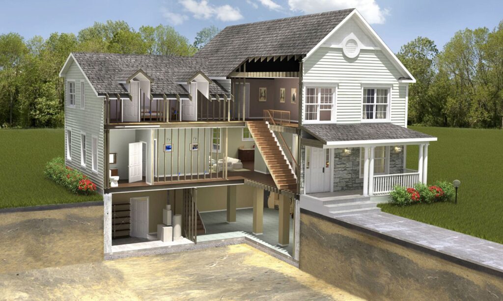 Фото трехэтажного дома с подвалом Проектирование дома с подвалом - фото