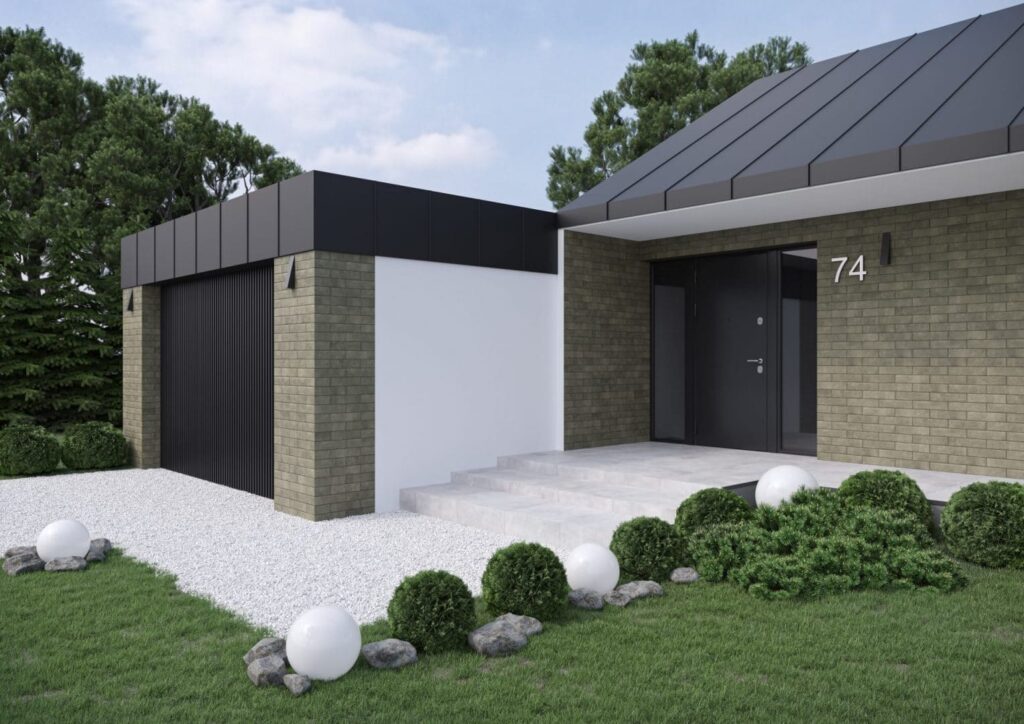 Фото дома из газосиликата с гаражом Пример дома из газосиликата с гаражом